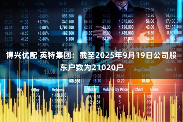 博兴优配 英特集团：截至2025年9月19日公司股东户数为21020户