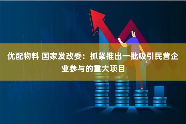 优配物料 国家发改委：抓紧推出一批吸引民营企业参与的重大项目